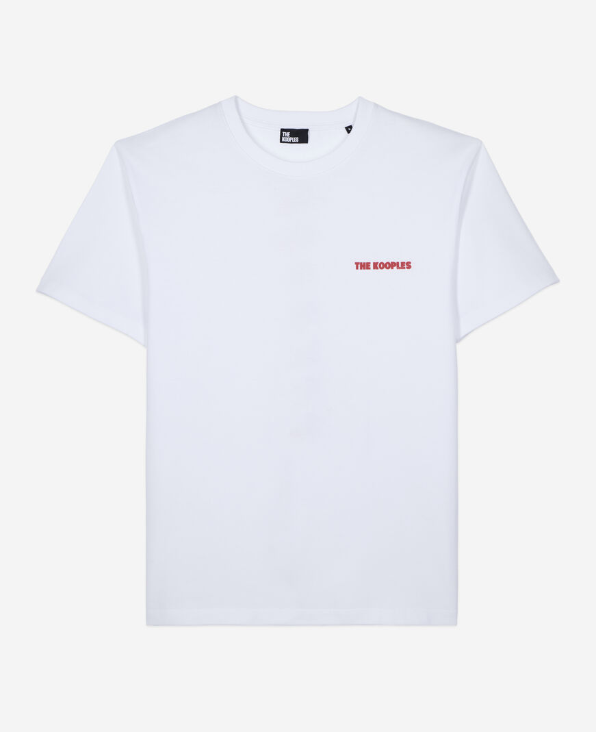The Kooples MEN WHITE men's white t-shirt with logo serigraphy