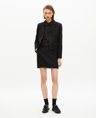 The Kooples MUJER BLACK chaqueta corta de tweed negro brillante