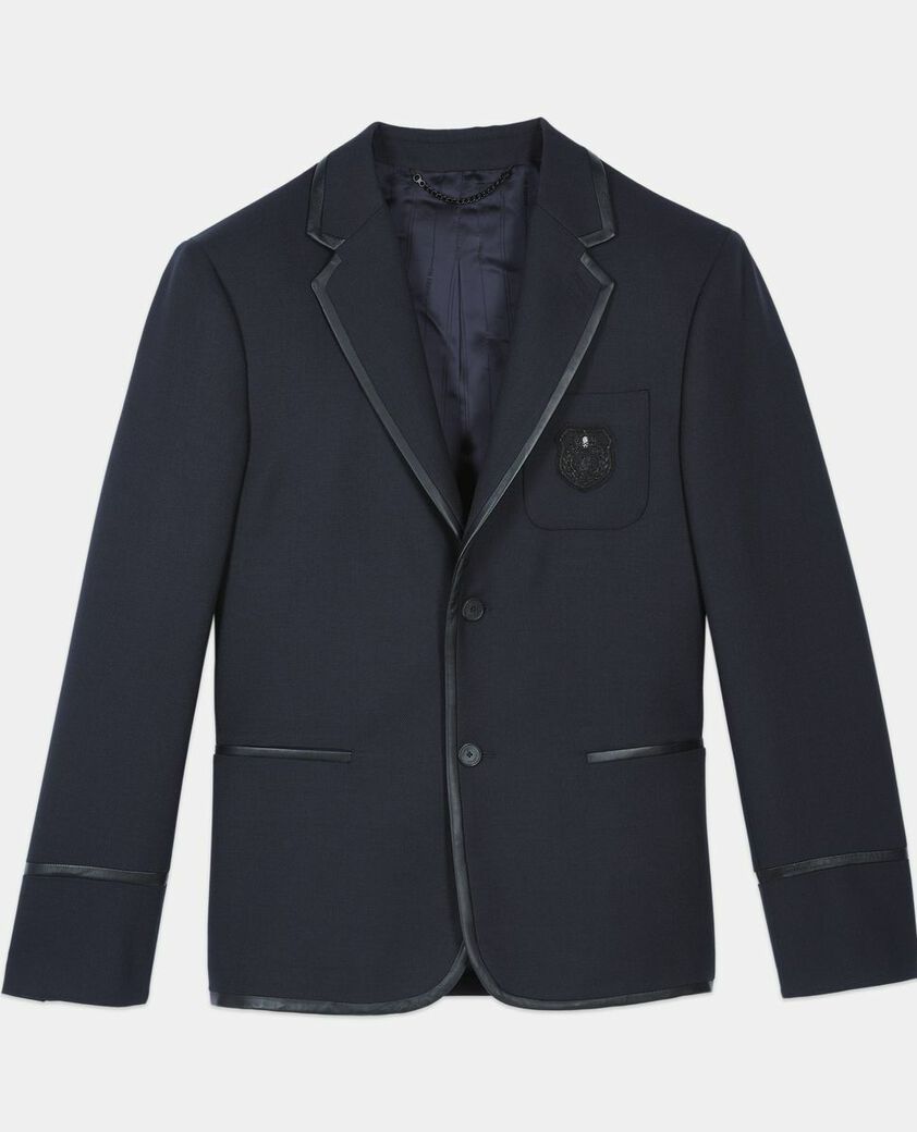 The Kooples HOMME DARK NAVY veste en laine m&eacute;lang&eacute;e bleu marine