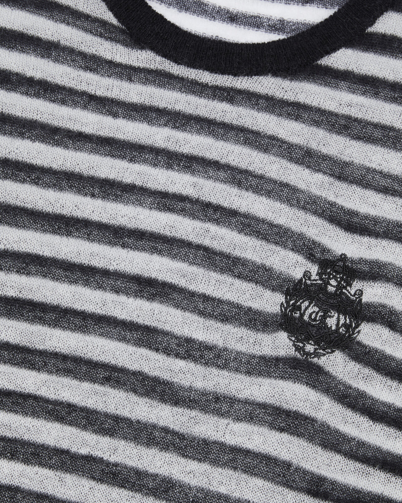 The Kooples F BLACK / WHITE striped mohair and wool sweater