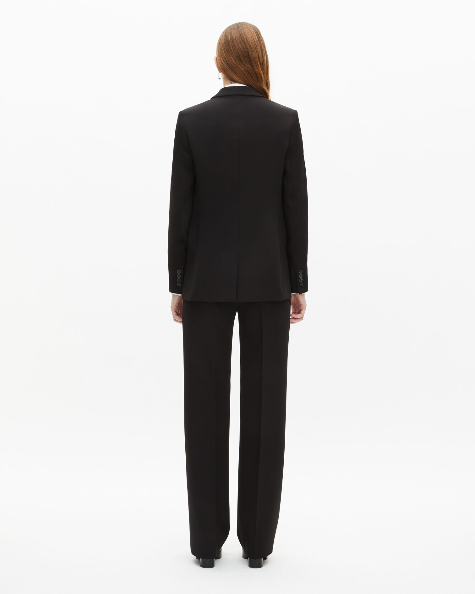 Black crêpe suit jacket straight cut, BLACK, hi-res image number null