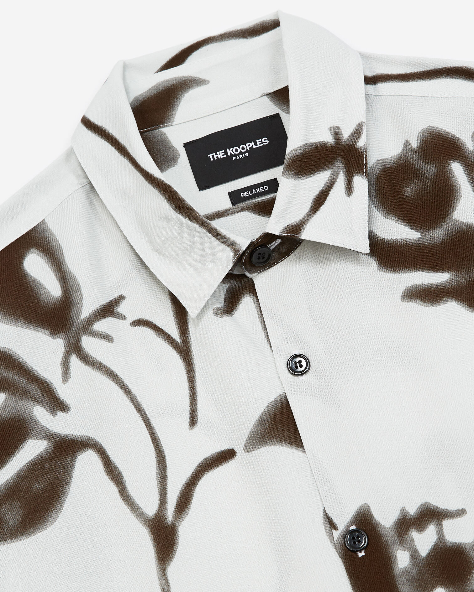 Flowing ecru shirt with floral print, OFF WHITE / BLACK, hi-res image number null
