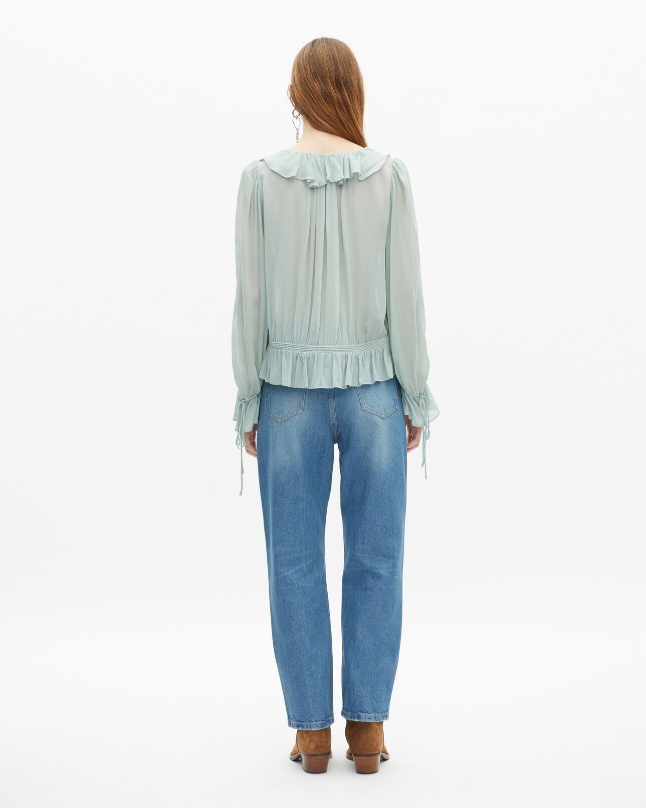 The Kooples DAMEN BLUE/GREEN blaue rüschenbluse