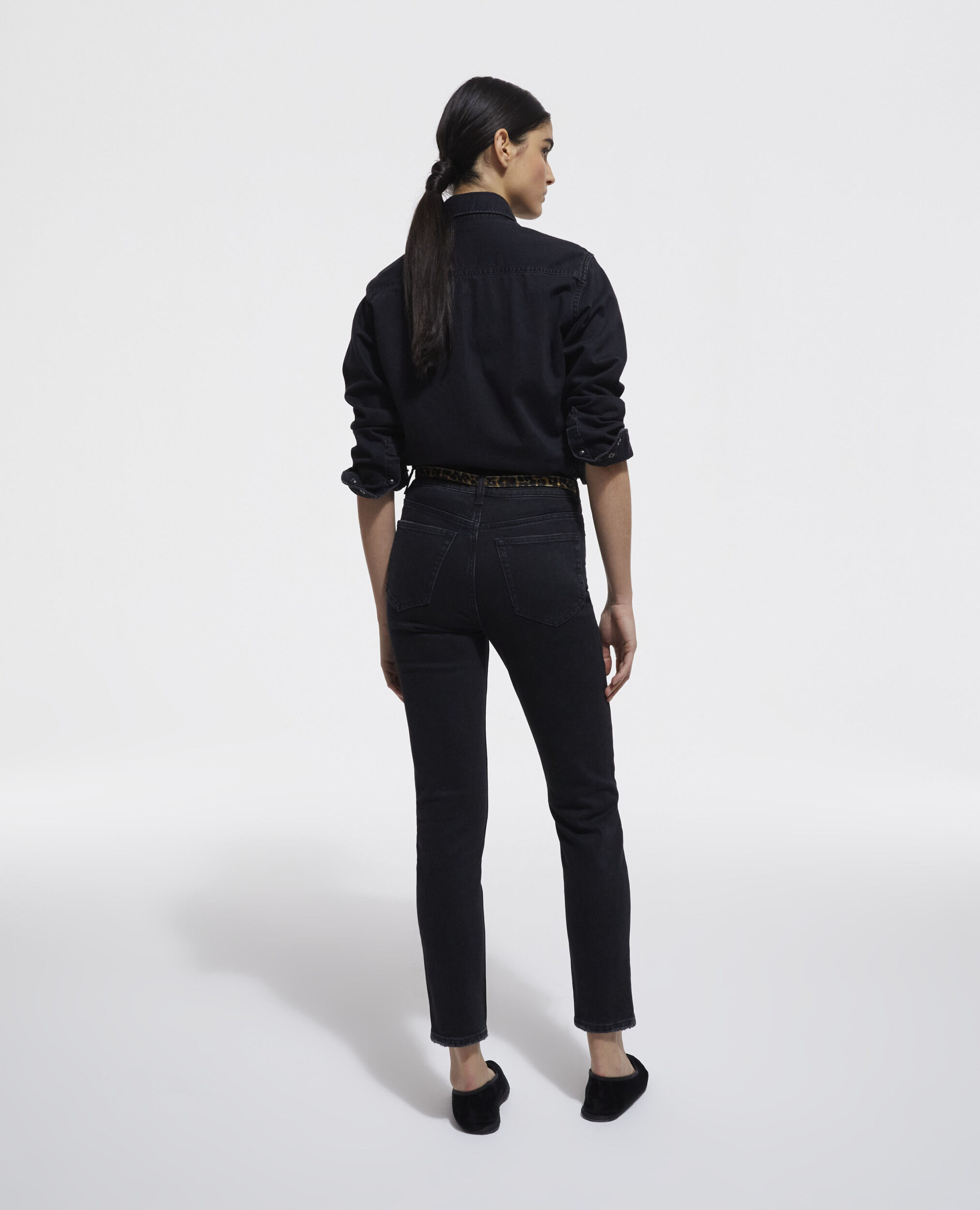 Black denim shirt, BLACK WASHED, hi-res image number null