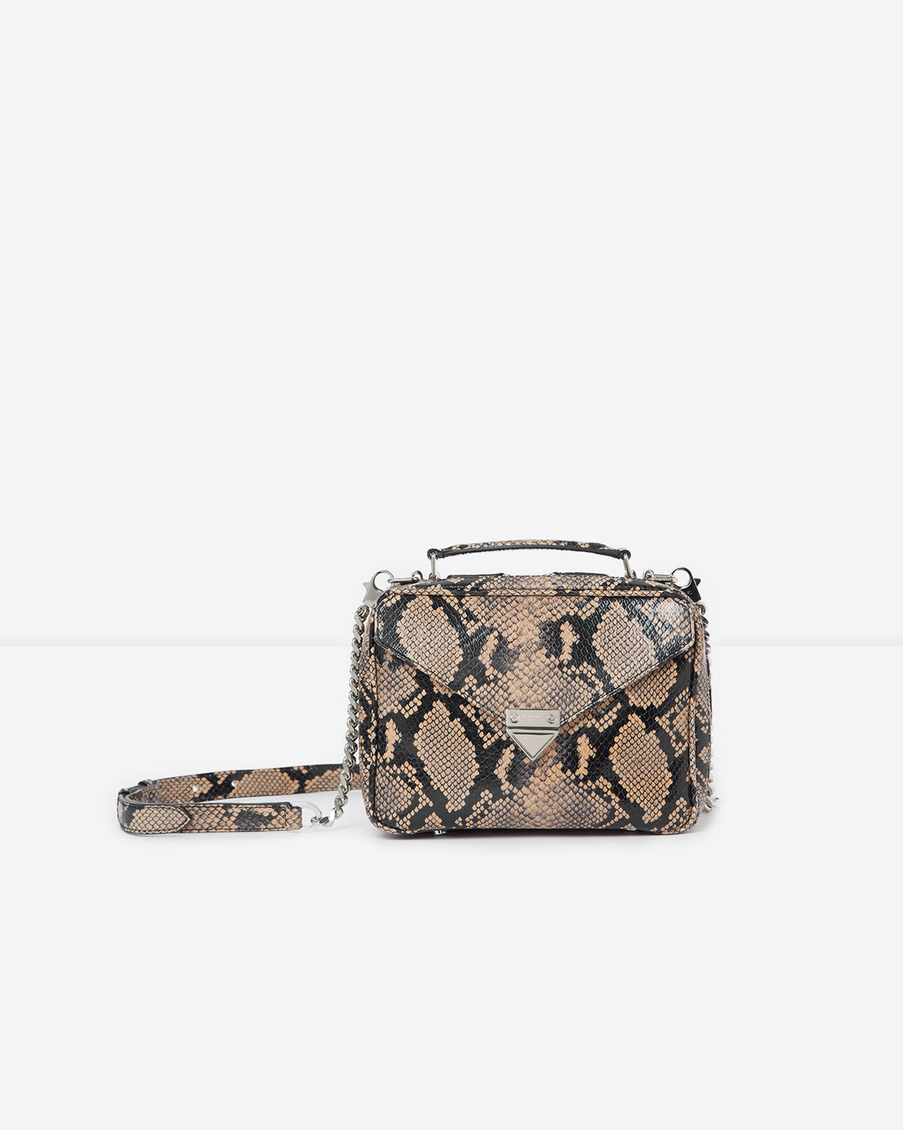 The Kooples FEMME BEIGE sac barbara medium beige cuir python