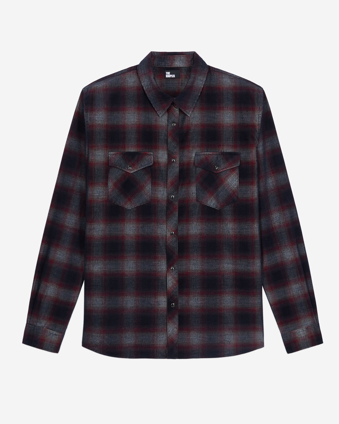 The Kooples HOMME BLACK / BURGUNDY chemise à carreaux noir et bordeaux