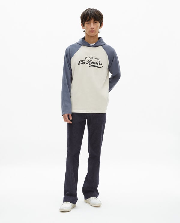 The Kooples MEN BEIGE GREY long-sleeved t-shirt with beige logo