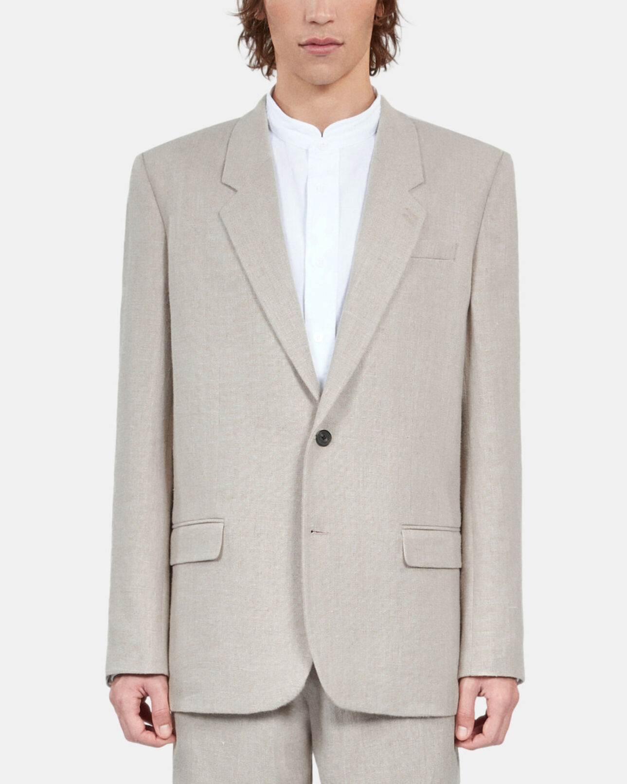 The Kooples HOMME BEIGE veste de costume en lin beige
