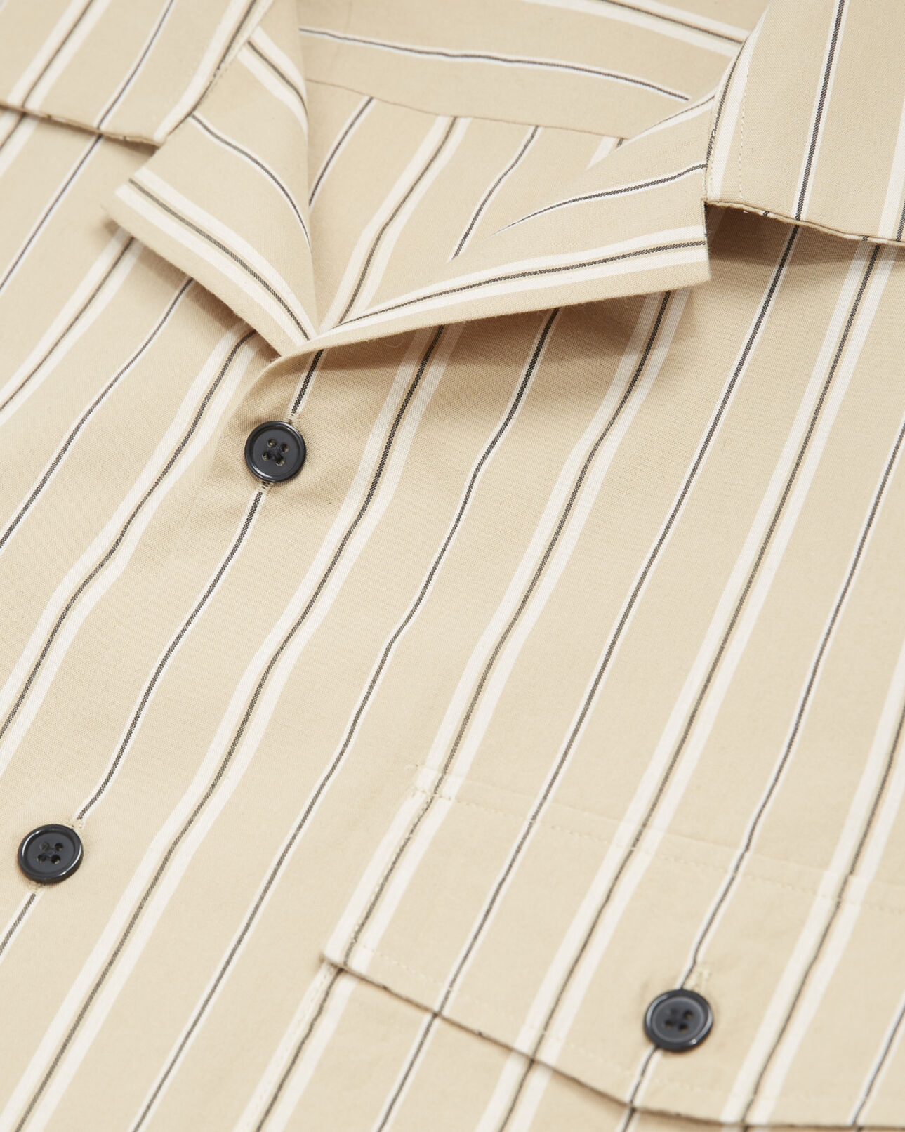 The Kooples HOMME CAMEL / BLACK chemise col hawaïen beige à rayures