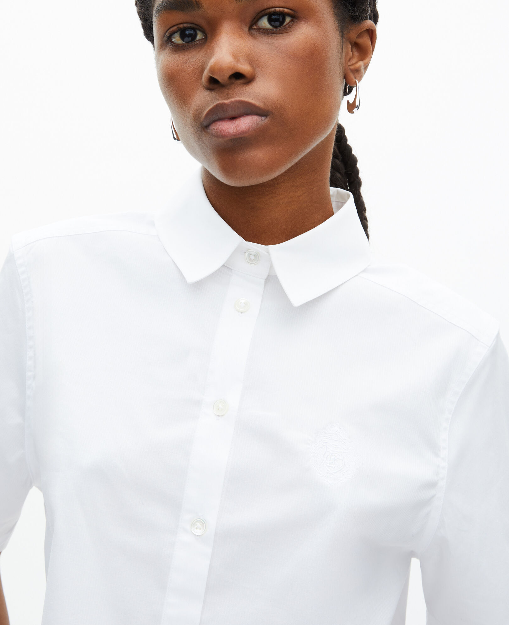 The Kooples FEMME WHITE chemise courte en popeline blanche