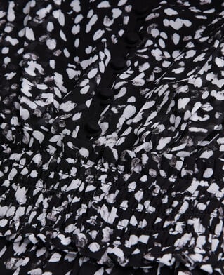 The Kooples DAMEN BLACK WHITE kurzes kleid mit print und gesmokten details