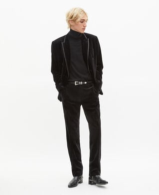 The Kooples HOMME BLACK veste de costume coupe droite en velours noir