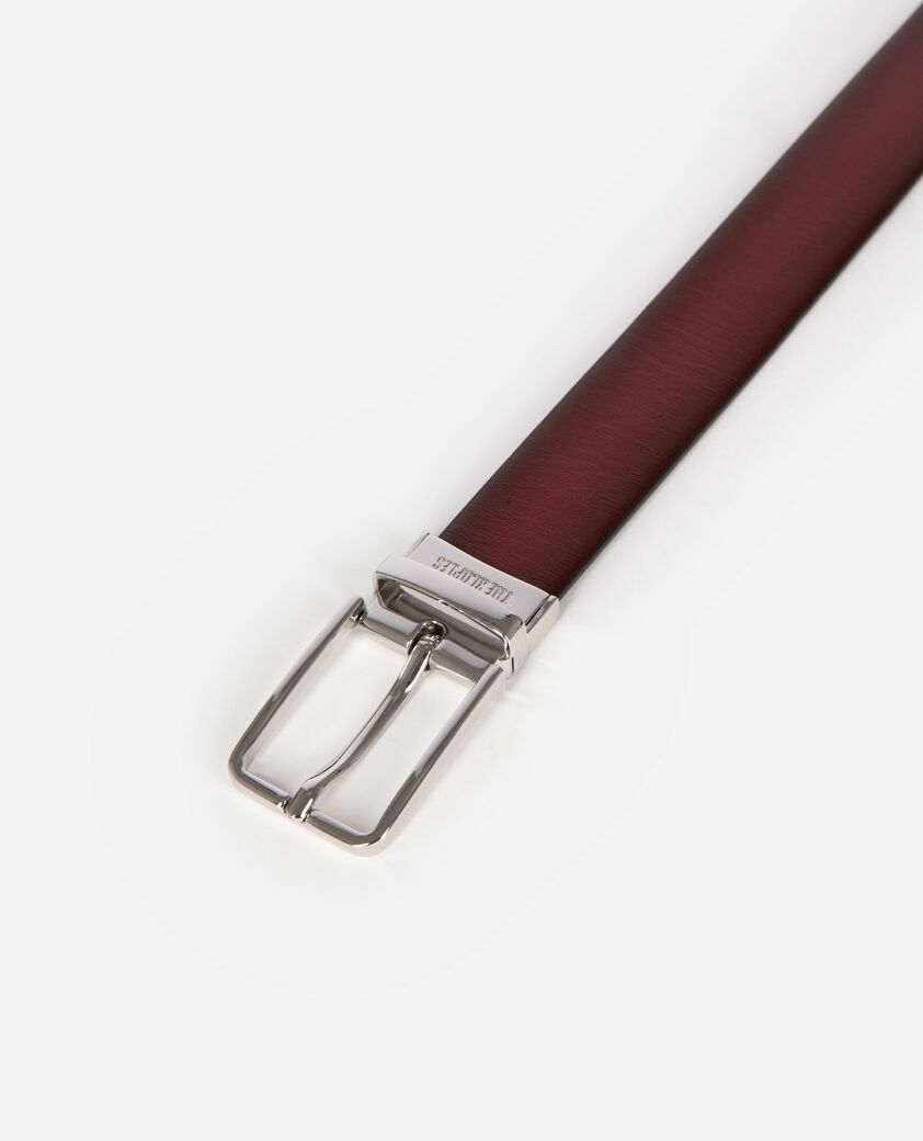 The Kooples HOMME BLACK - BURGUNDY ceinture r&eacute;versible en cuir bicolore