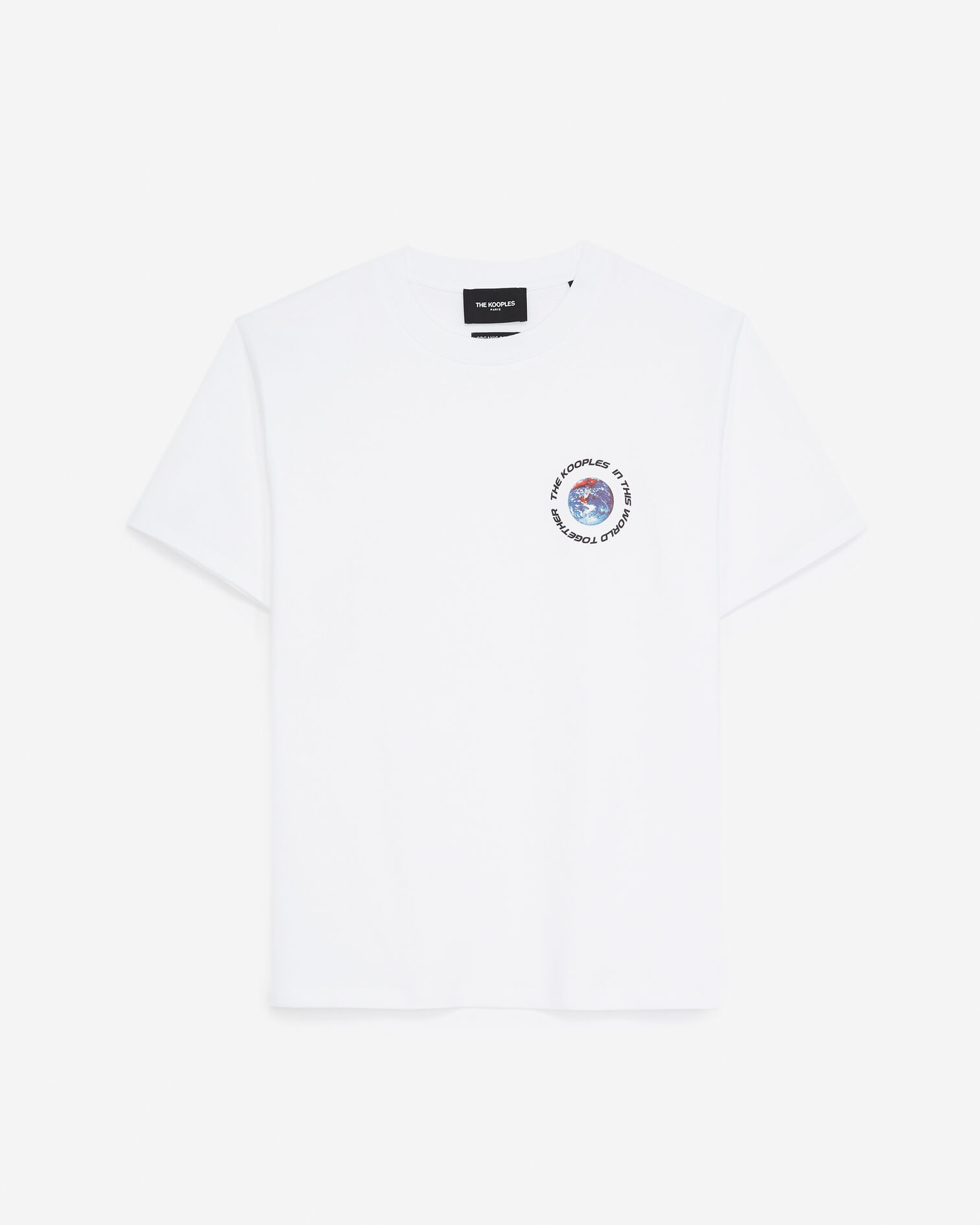 White cotton T-shirt with planet logo, WHITE, hi-res image number null