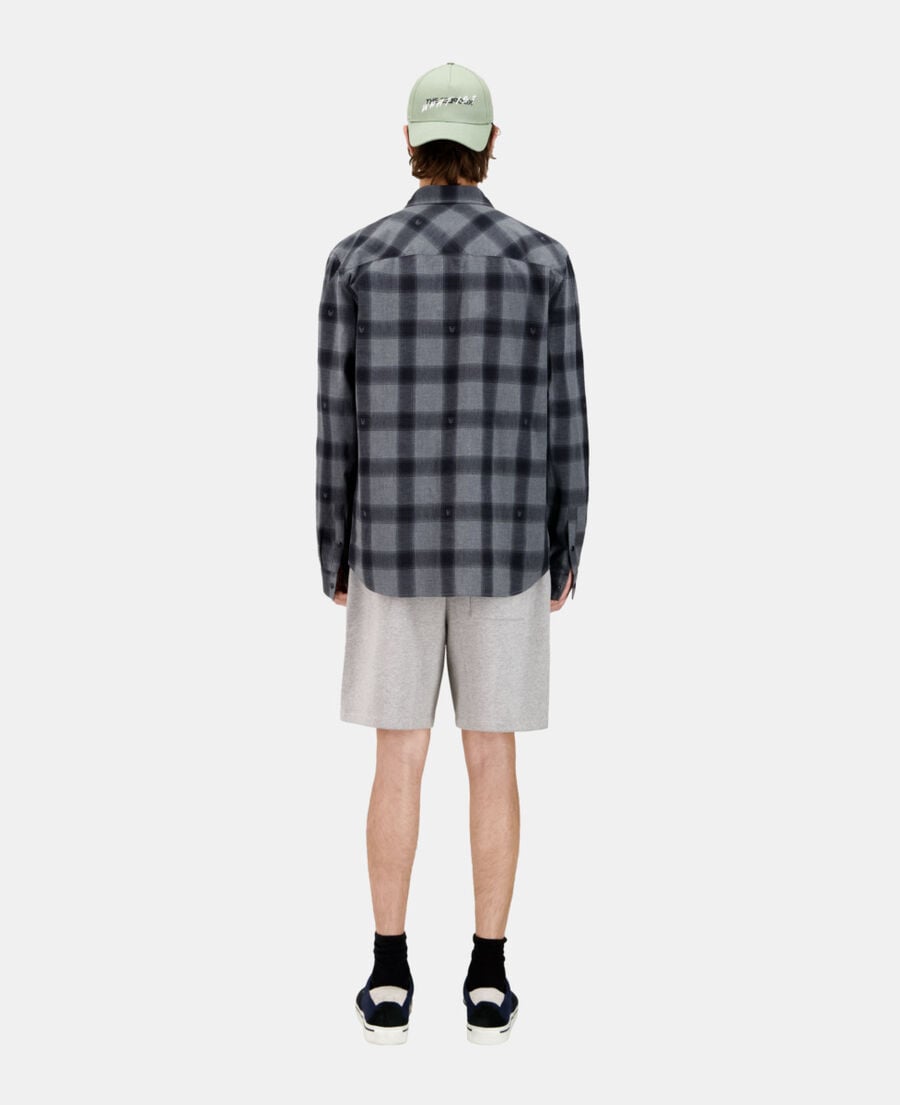 The Kooples HOMME BLACK GREY chemise à carreaux avec têtes de mort gris
