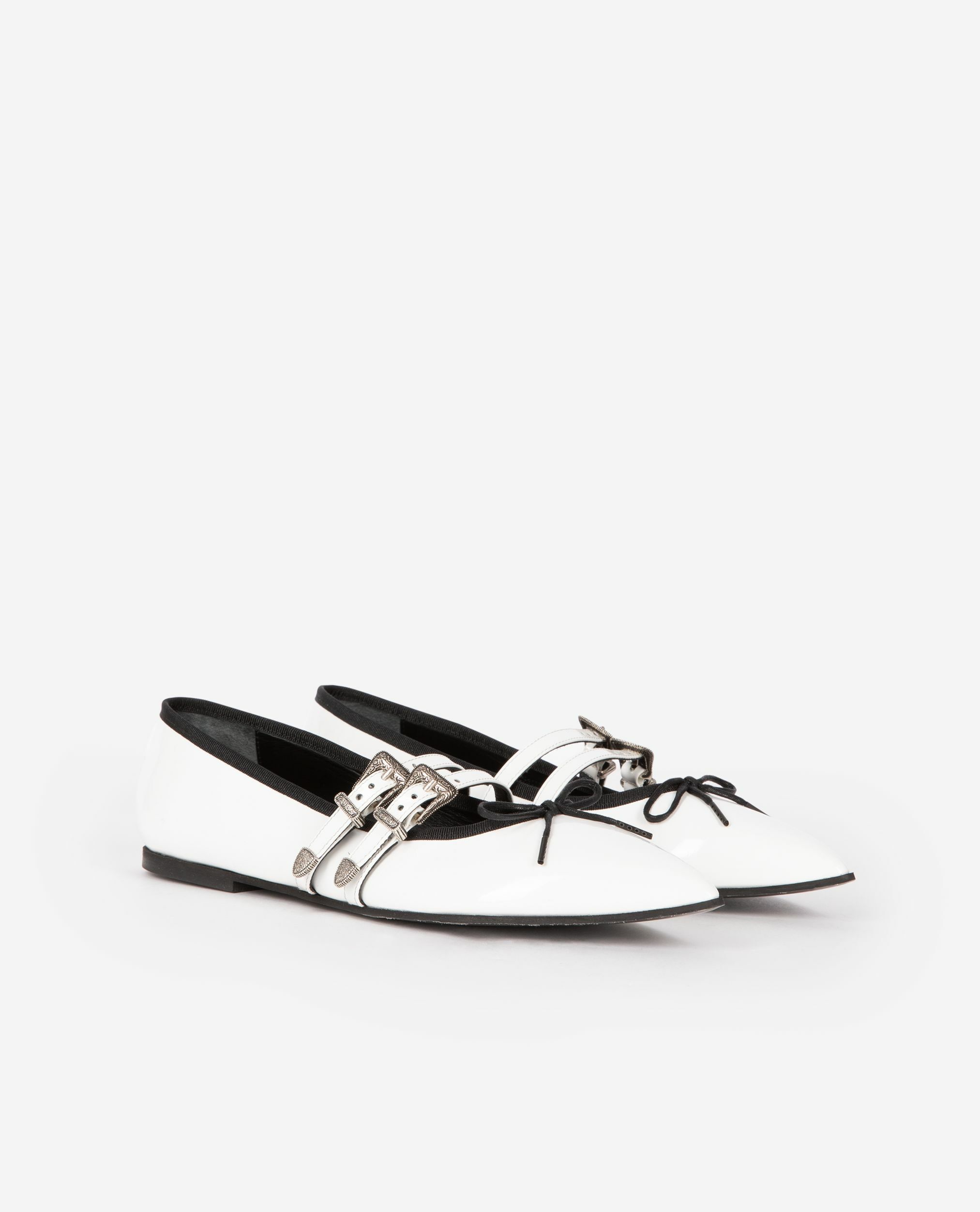 Bailarinas planas de piel blanca, WHITE, hi-res image number null