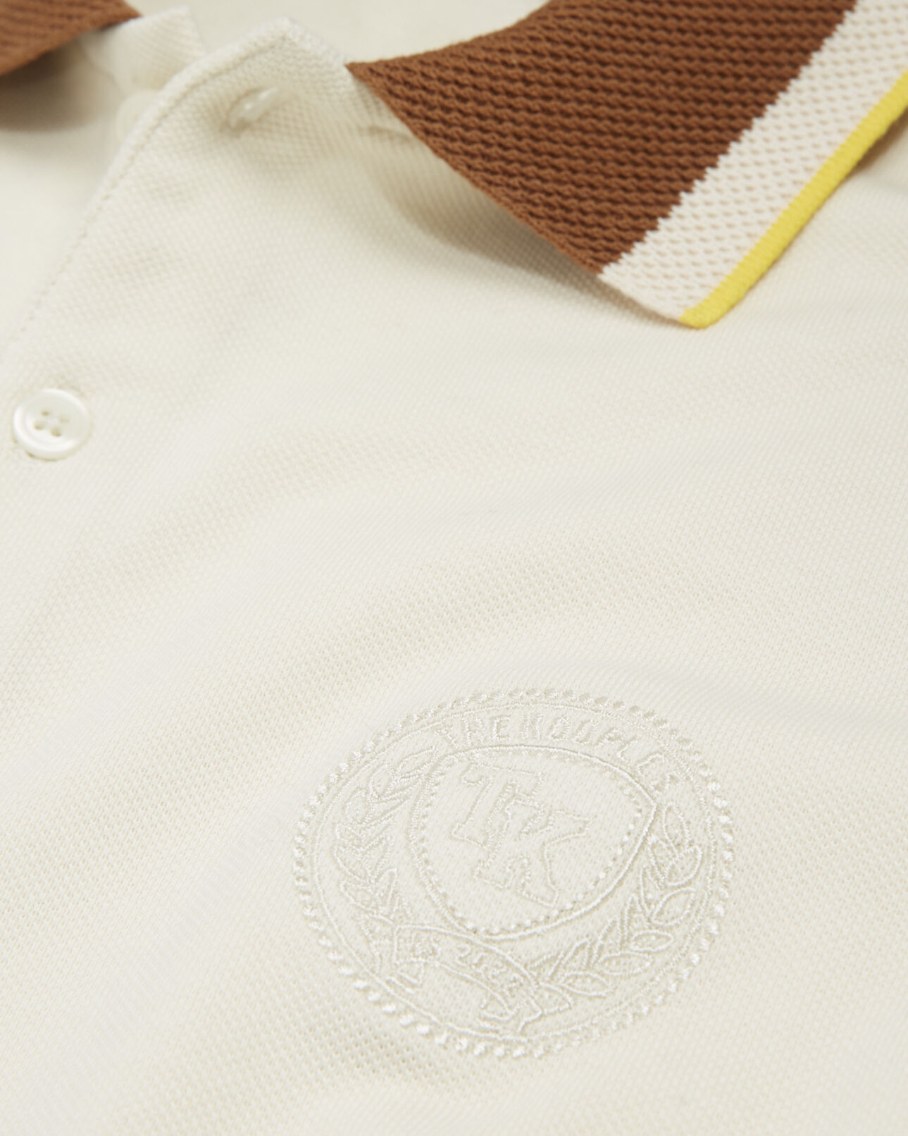 The Kooples MEN ECRU short-sleeved ecru polo with knitted collar