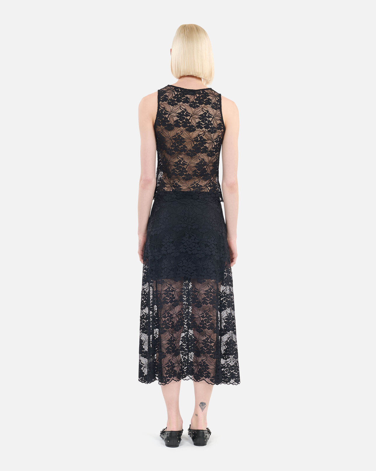 The Kooples FEMME BLACK jupe longue en dentelle noire