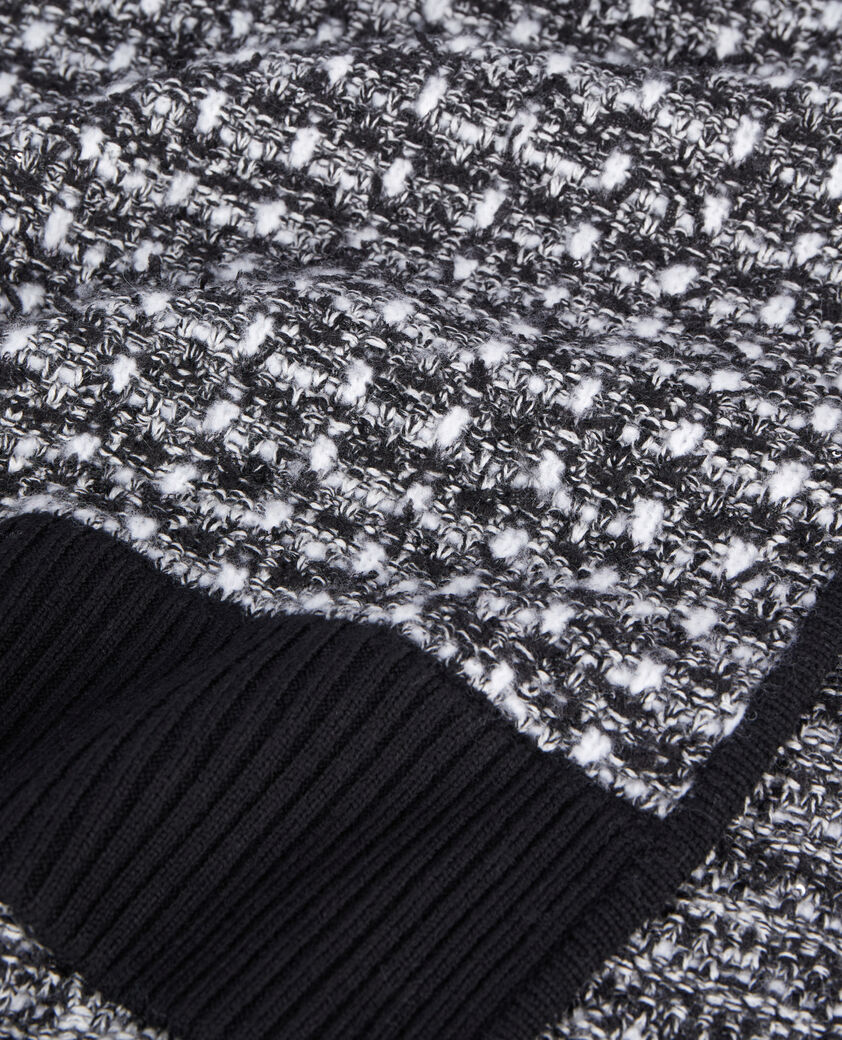 The Kooples FEMME BLACK / WHITE &eacute;charpe &agrave; sequins en tweed noir et blanc