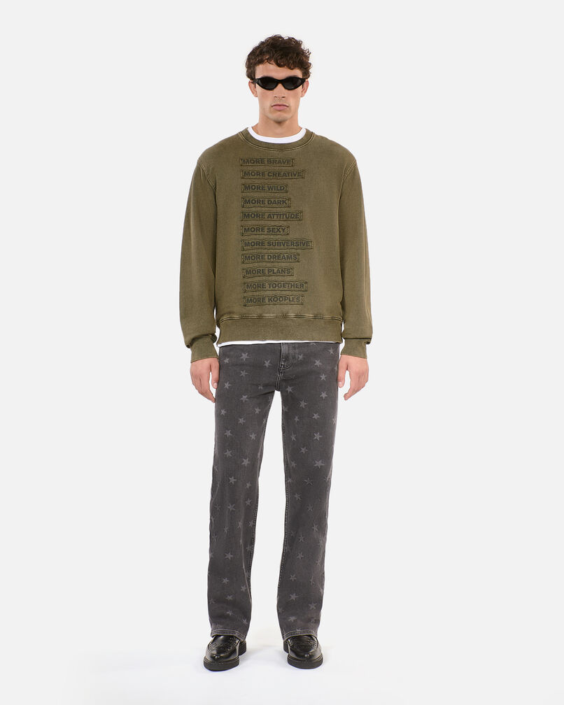 The Kooples MEN OLIVE NIGHT khaki patch sweatshirt