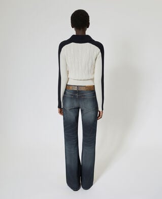 The Kooples WOMEN ECRU NAVY ecru cotton cardigan