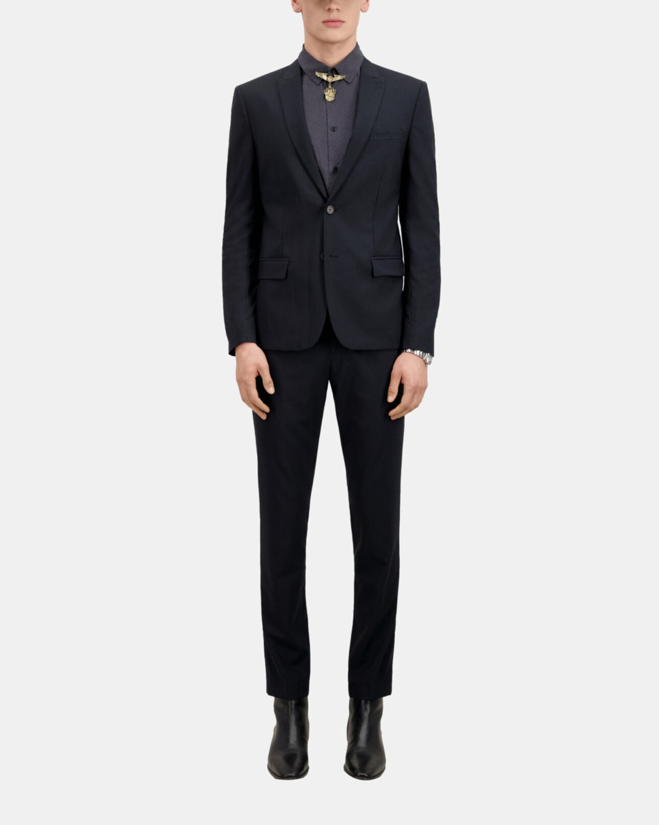 The Kooples MEN DARK NAVY navy blue wool prince of wales suit blazer