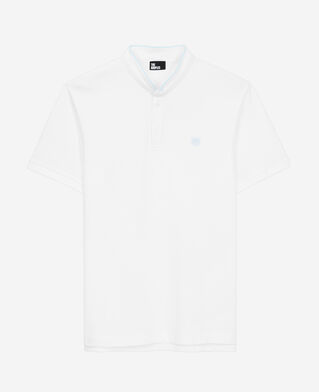 The Kooples HOMME WHITE / DUCK BLUE polo blanc en coton