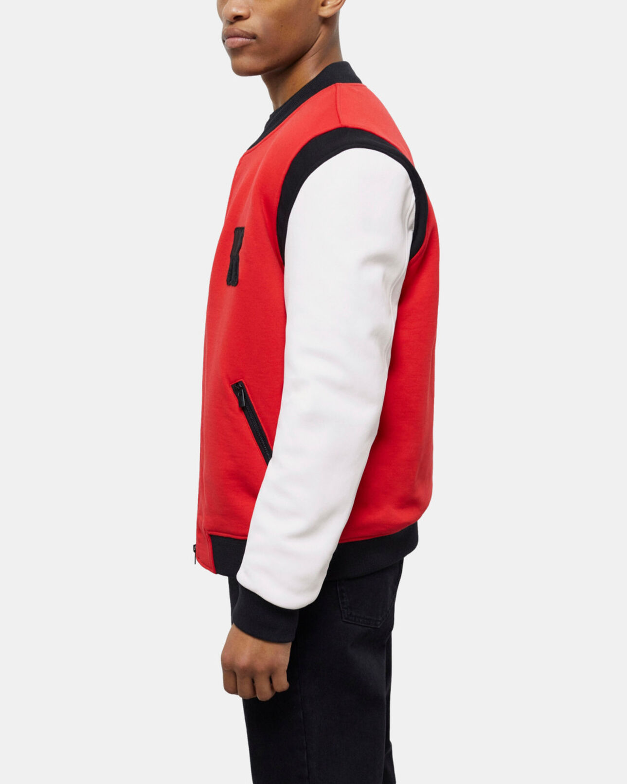 The Kooples MEN RED / WHITE embroidered leather jacket