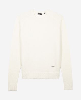 The Kooples HERREN LIGHT BEIGE beigefarbener wollpullover mit rundhalsausschnitt