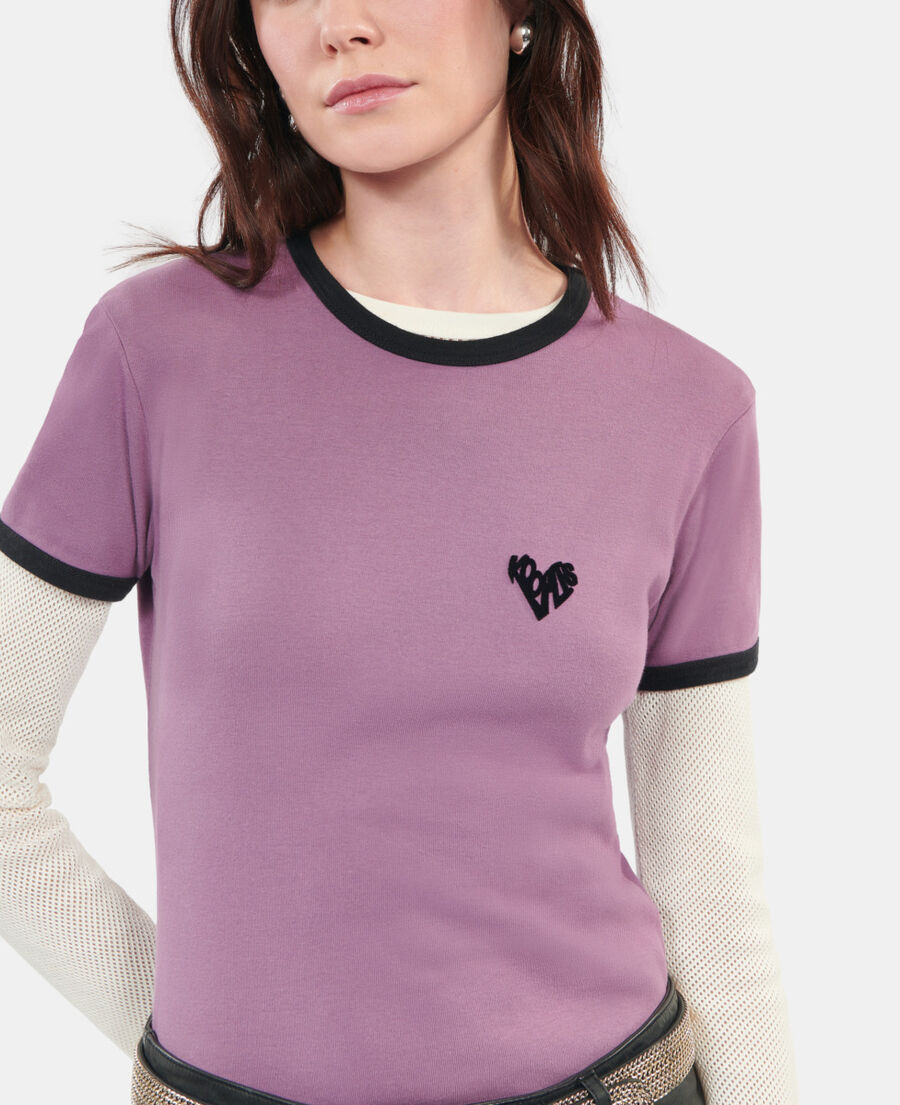 The Kooples DAMEN PRUNE violettes t-shirt mit kooples herzmotiv