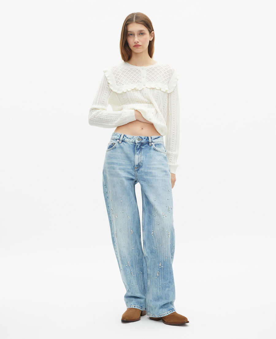 The Kooples WOMEN ECRU cardigan with ruffles in ecru merino wool