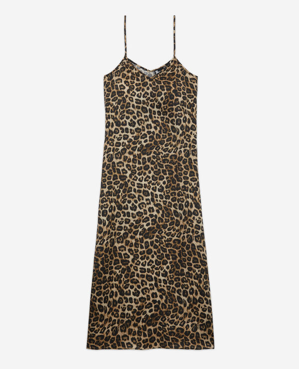 long leopard print silk dress