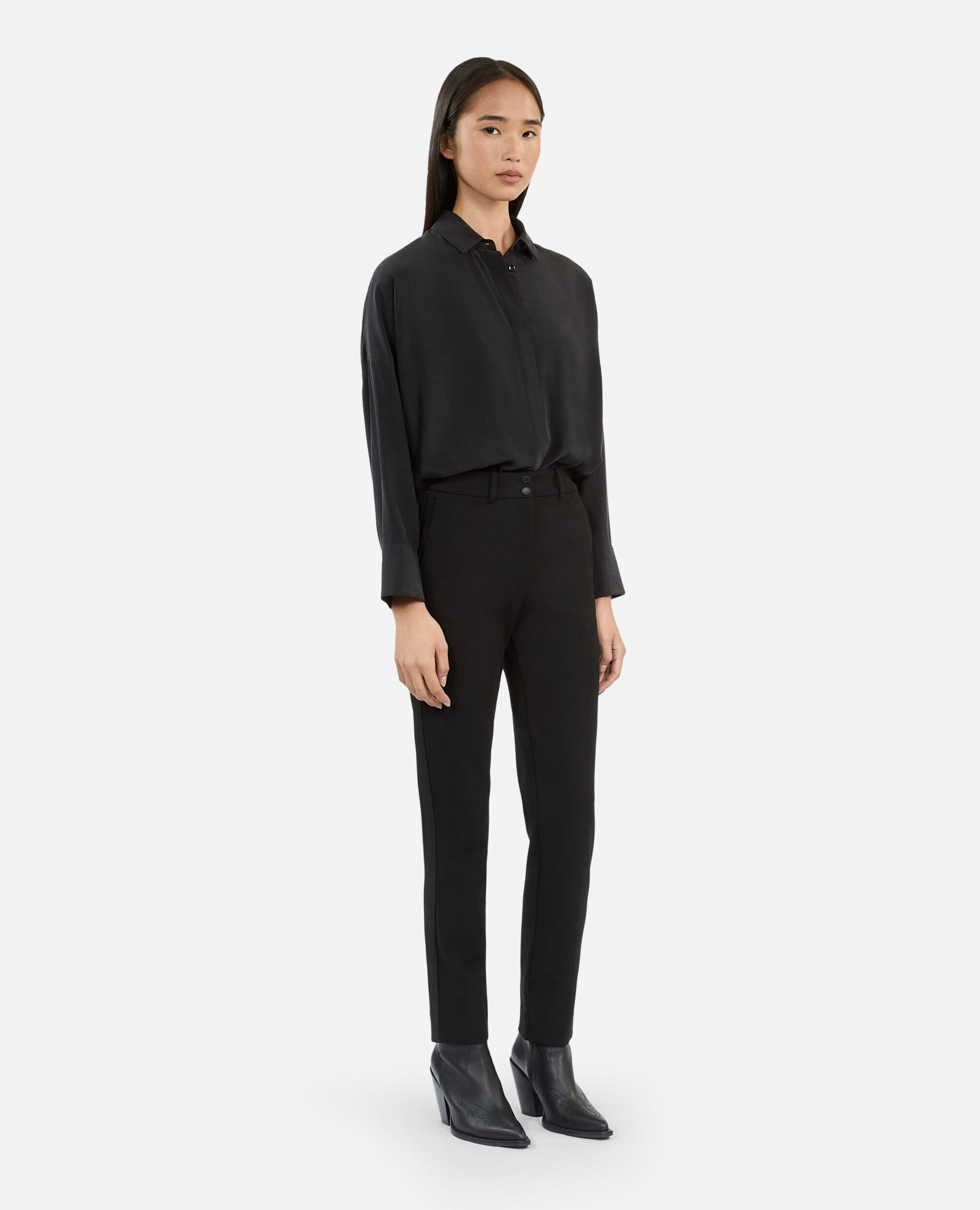 Schwarze Anzughose mit geradem Bein, BLACK, hi-res image number null