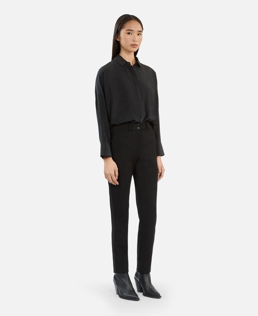 straight black suit trousers with grosgrain