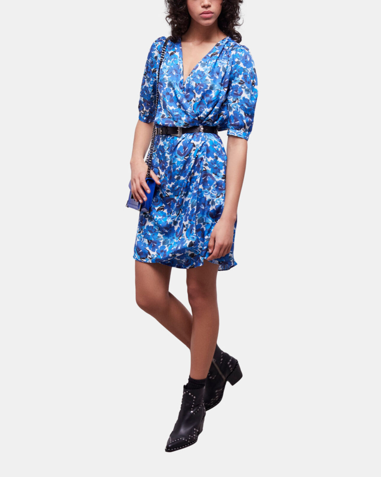 The Kooples F BLUE WHITE short printed wrap dress