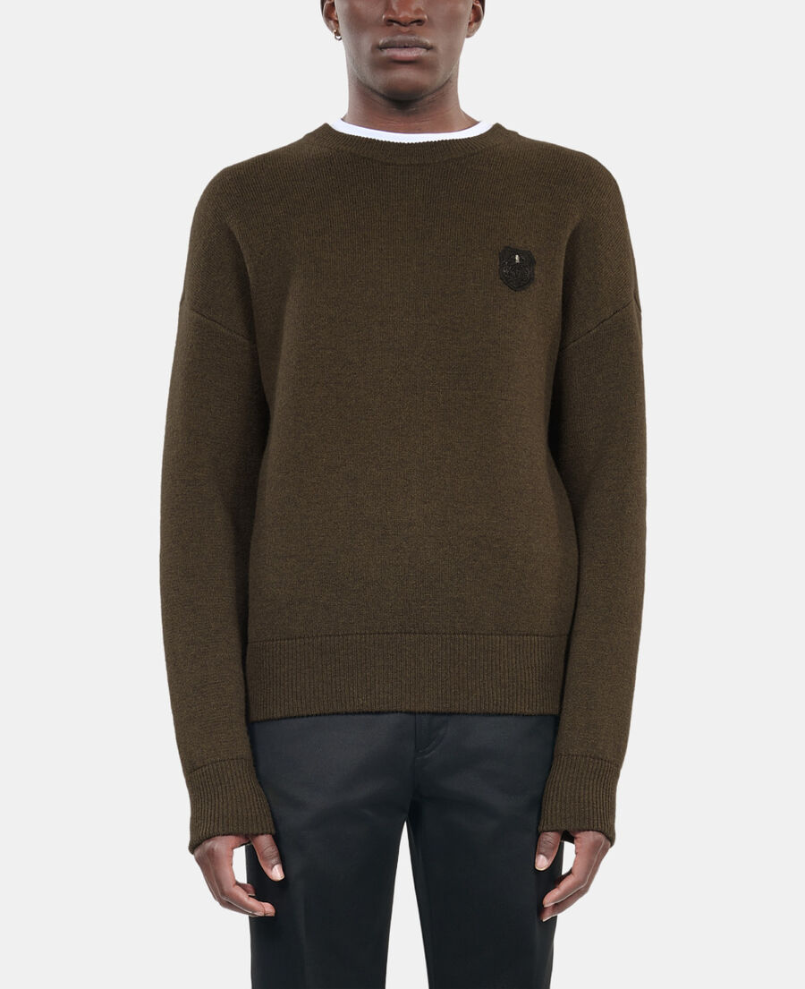 The Kooples HERREN OLIVE NIGHT khakifarbener wollpullover