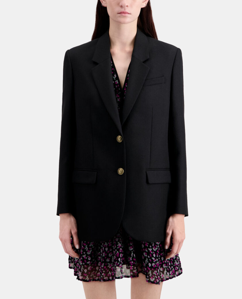 The Kooples WOMEN BLACK black wool blend blazer