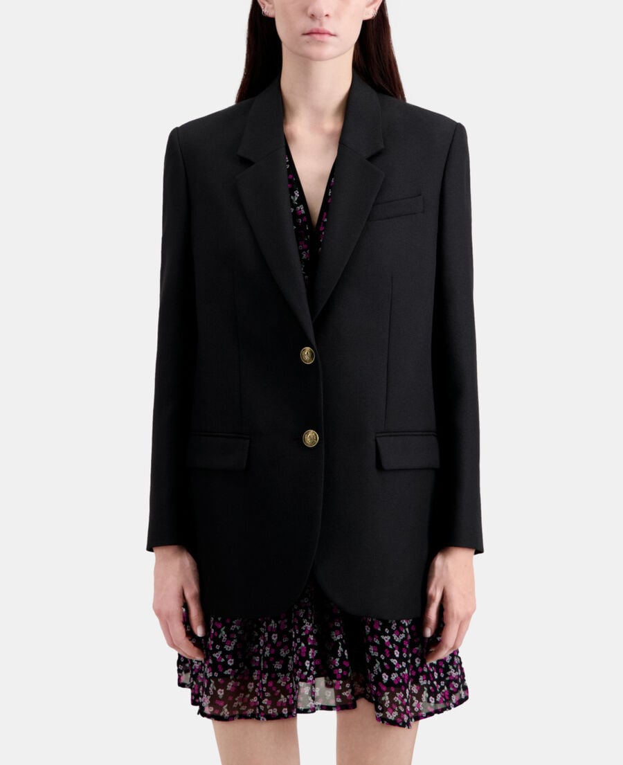 The Kooples WOMEN BLACK black wool blend blazer