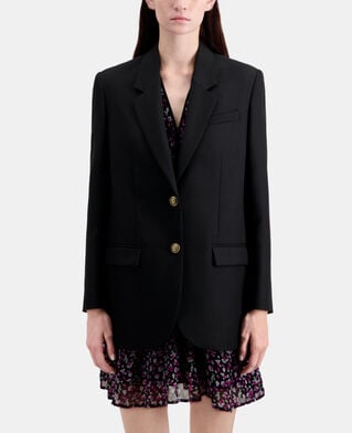 The Kooples WOMEN BLACK black wool blend blazer