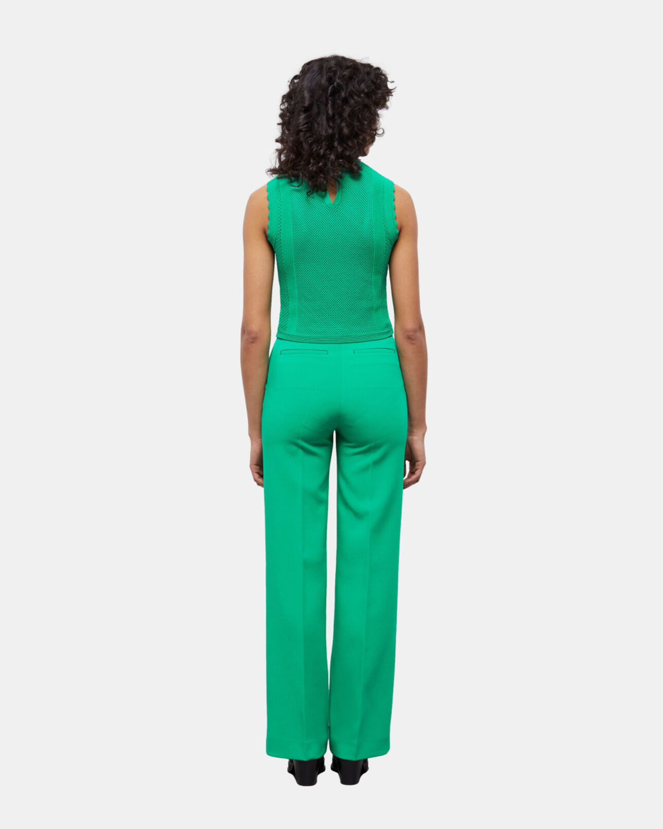 The Kooples WOMEN GREEN green short openwork knit top