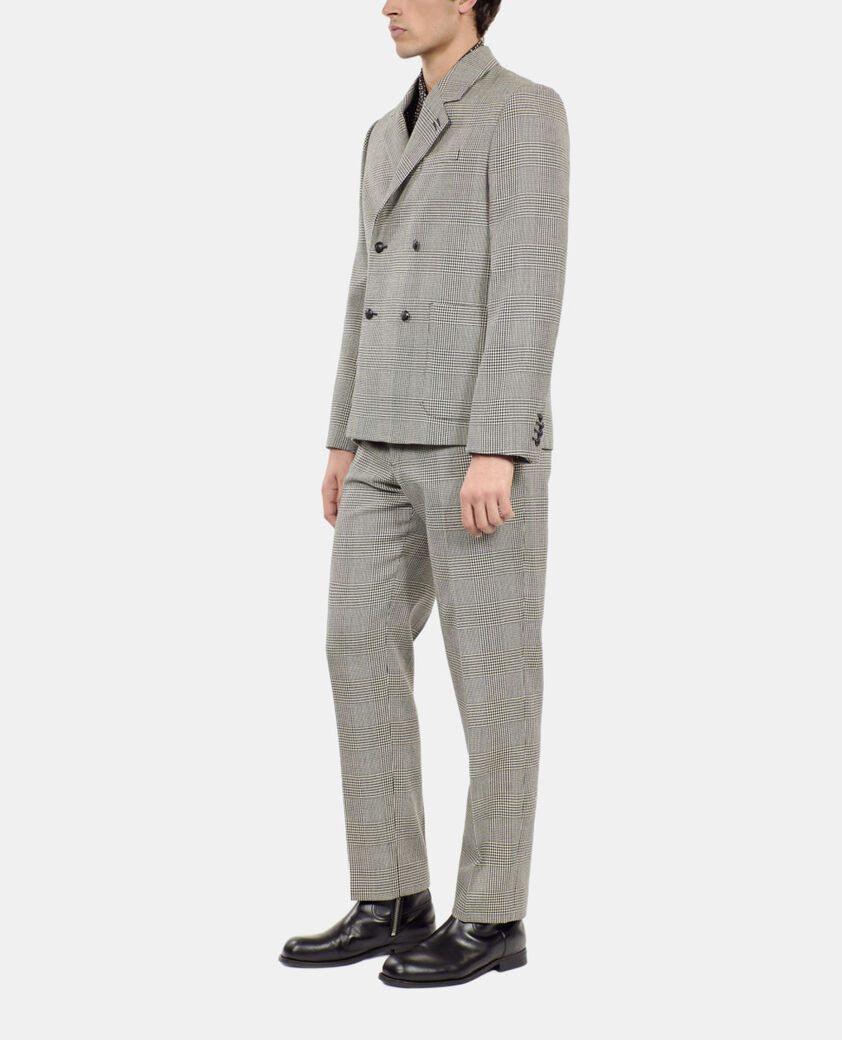 The Kooples HOMME BLACK WHITE veste de costume en laine pied de poule noir et blanc