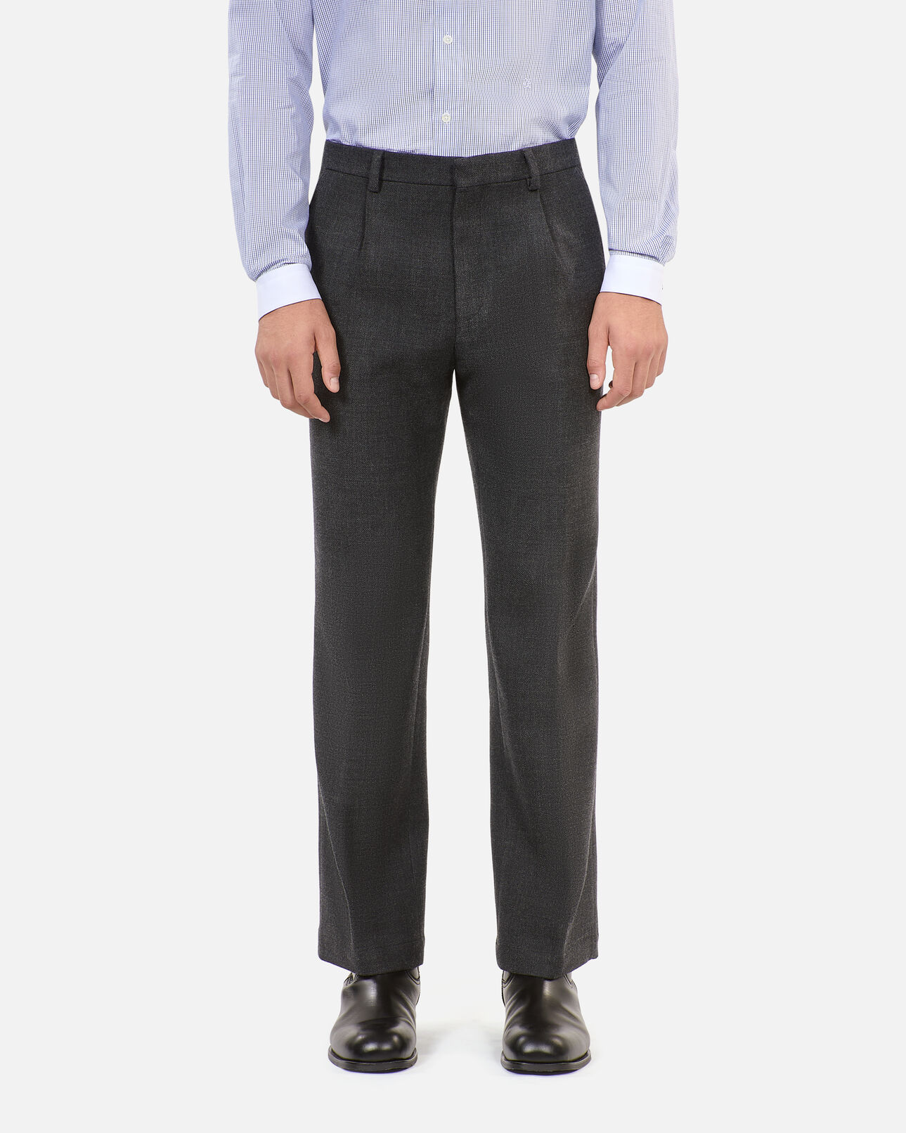 The Kooples MEN BLACK GREY grey cotton and wool suit trousers