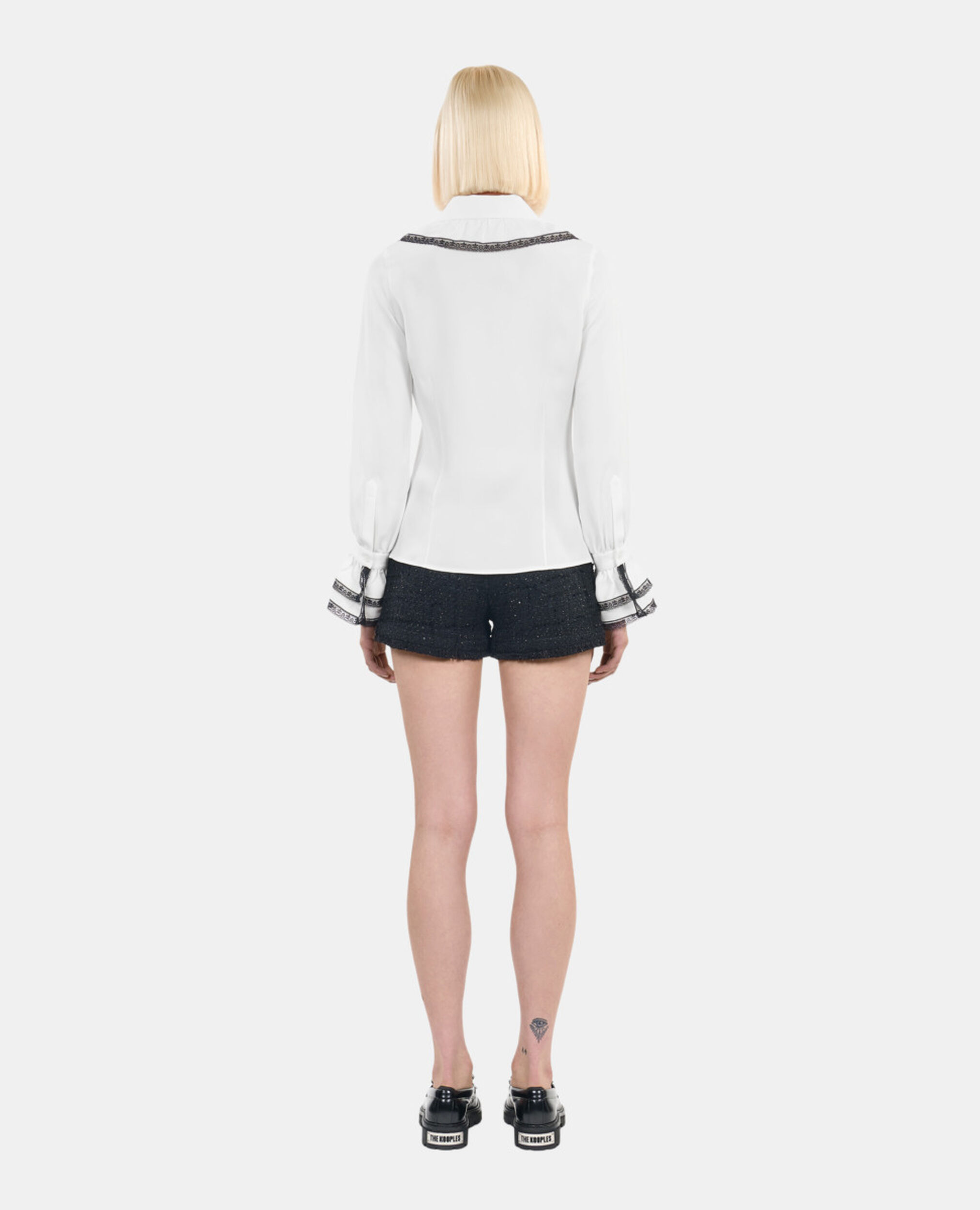 White silk shirt, WHITE, hi-res image number null