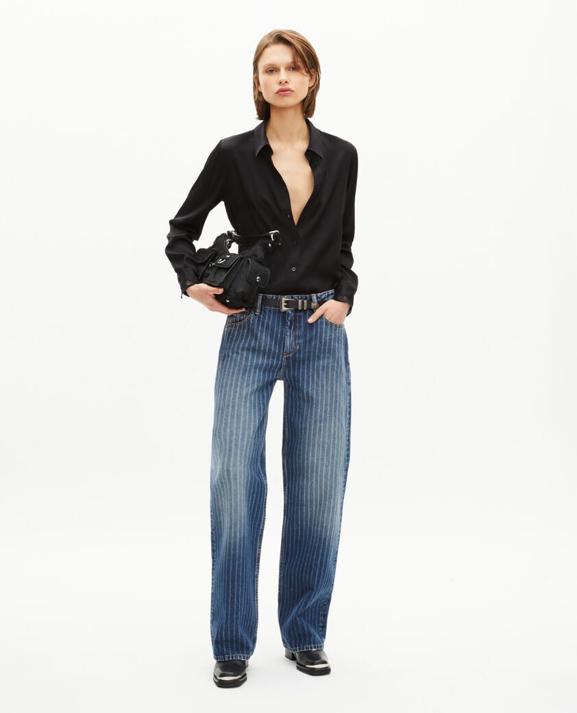 The Kooples FEMME BABY BLUE jean large à rayures bleu