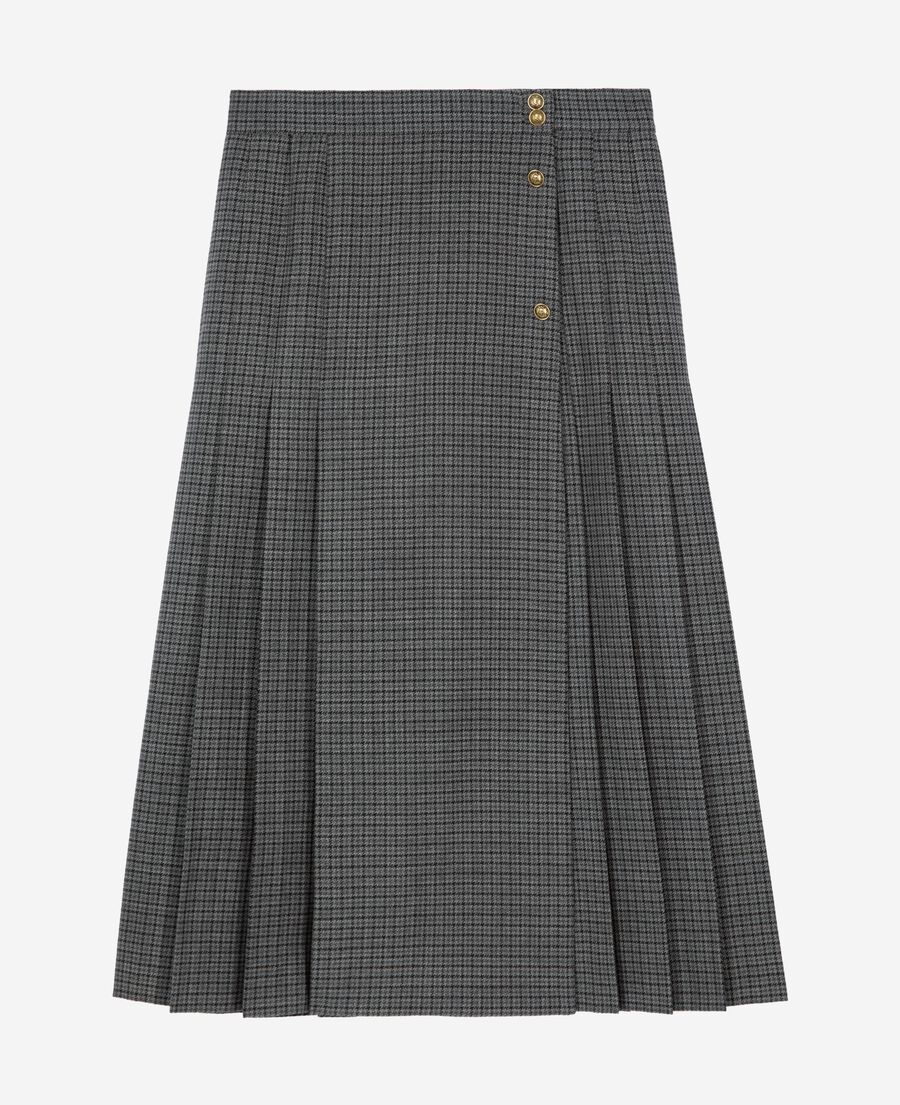 The Kooples WOMEN LIGHT GREY MEL/WHITE black and grey wrap skirt