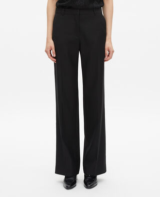 The Kooples FEMME BLACK pantalon tailleur en laine coupe droite noir 
