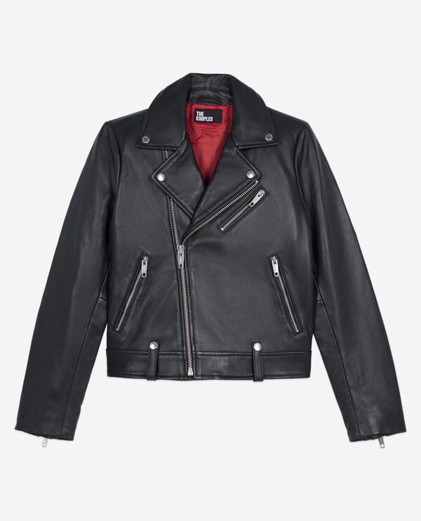 The Kooples WOMEN BLACK black leather biker jacket