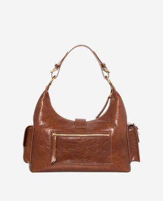 The Kooples WOMEN BROWN amelia xl bag in brown cracked leather