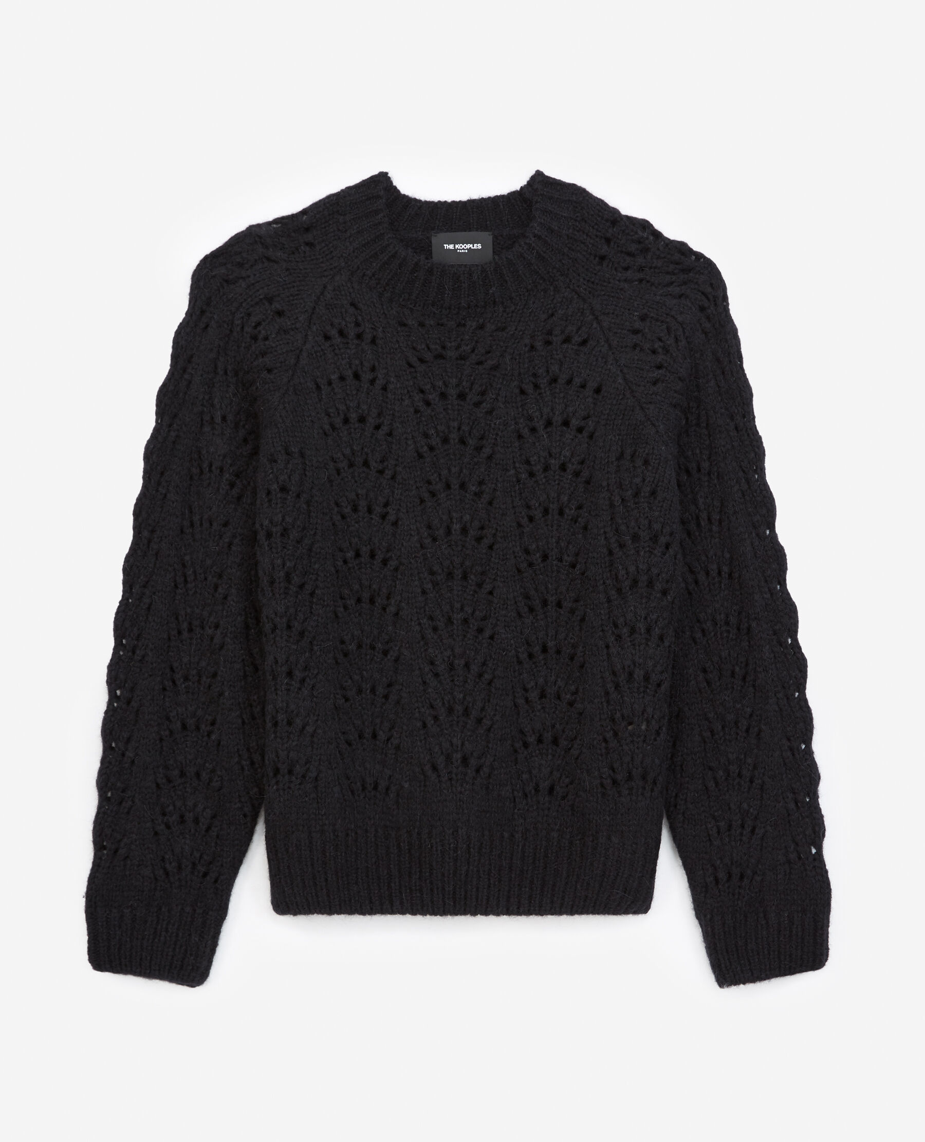 Knit black sweater with puffed sleeves | The Kooples - US
