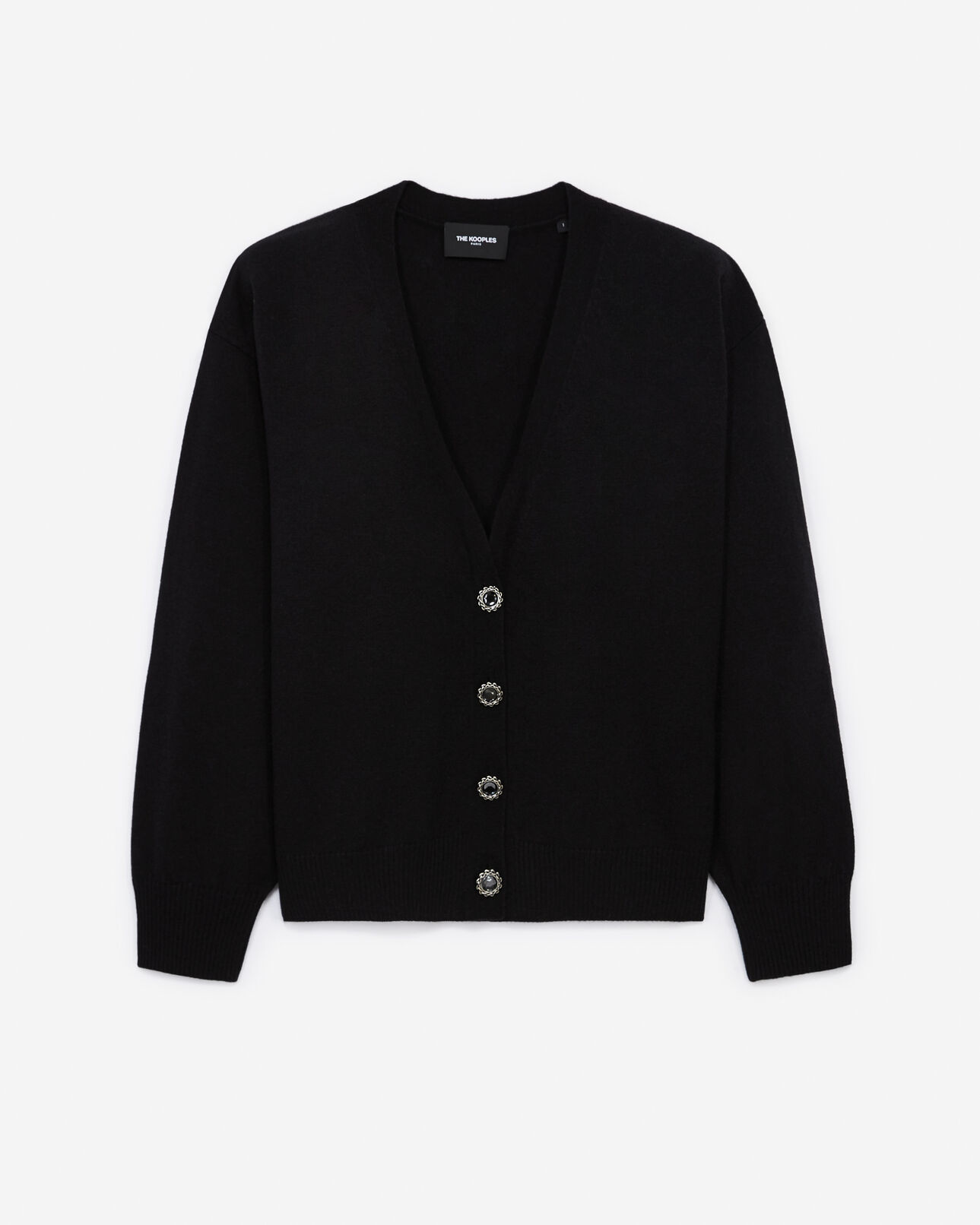 The Kooples DAMEN BLACK schwarze strickjacke mit knöpfen